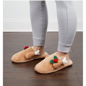 Dearfoams Men's Size M 9-10 Turkey Scuff Slippers Holiday Thanksgiving Winter